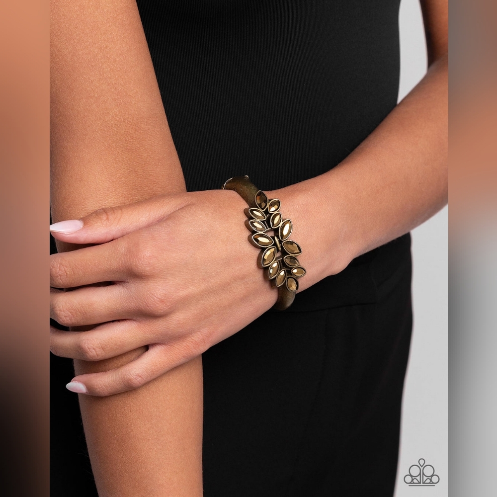 Glamorously Garnished Brass Bracelet